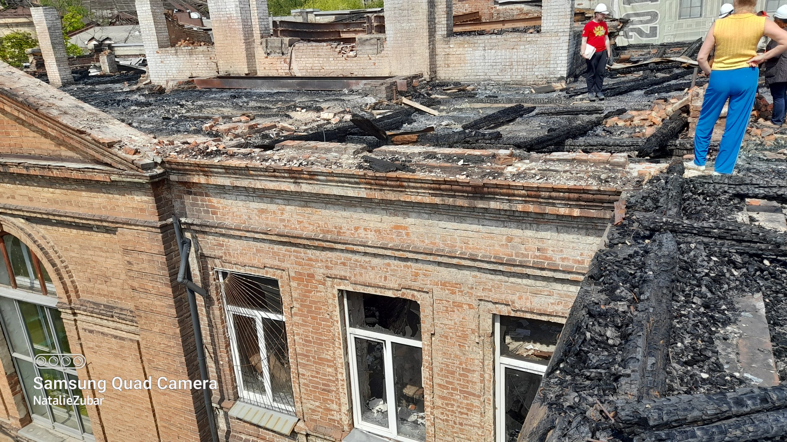 A roof of a 19 century historical monument in Kharkiv was completely burnt after a hit by the Russian rocket.