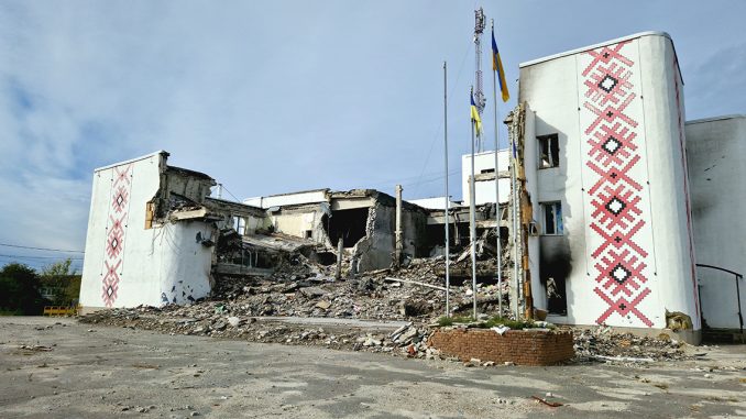 Palace of Culture in Dergachi, a town north to Kharkiv, destroyed by the Russian rockets in May 2022.