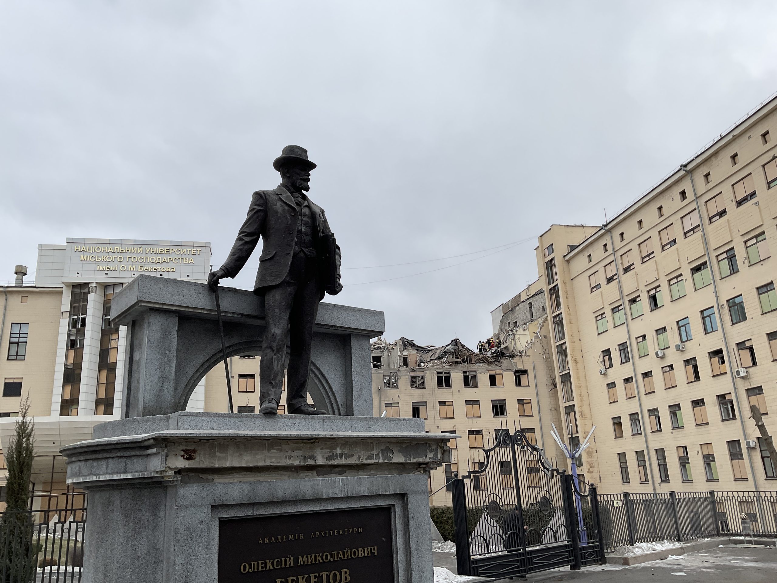 Beketov University after the second shelling on February 5, 2023. Photo by Oleksii Svid.