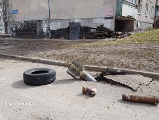 Kharkiv. Munition strike at the Saltivka residential district. Photo was taken on April 1, 2022 by Nataliya Zubar.