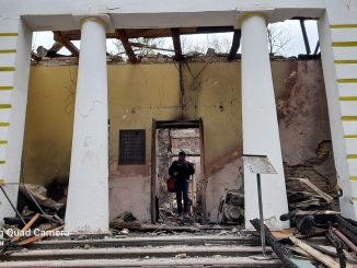 Skovorodynivka. H.S. Skovoroda National Literary and Memorial Museum burned by a missile strike. Photo was taken on May 10, 2022 by Nataliya Zubar.