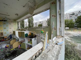 Kharkiv. Kindergarten fired with MLRS. Photo was taken on Sep 10, 2022 by Oleksiy Svid.