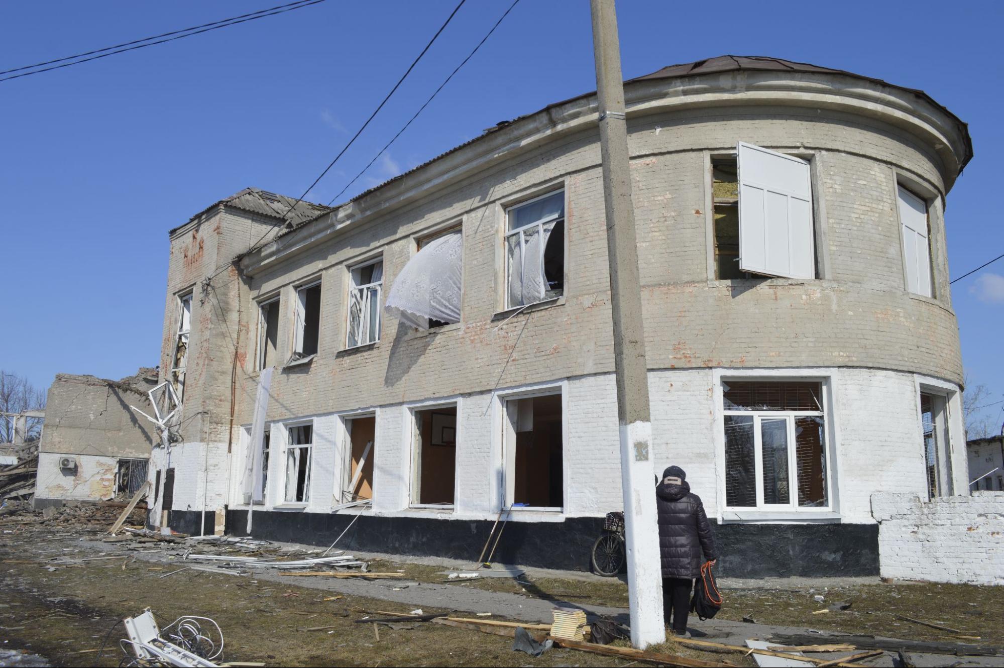 The destroyed school in Merefa.